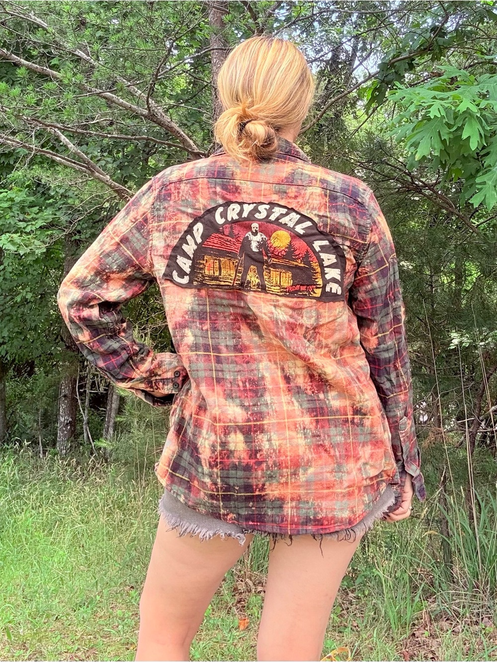 📼Jason Friday the 13th Upcycle handmade tie dye flannel camp crystal lake horror